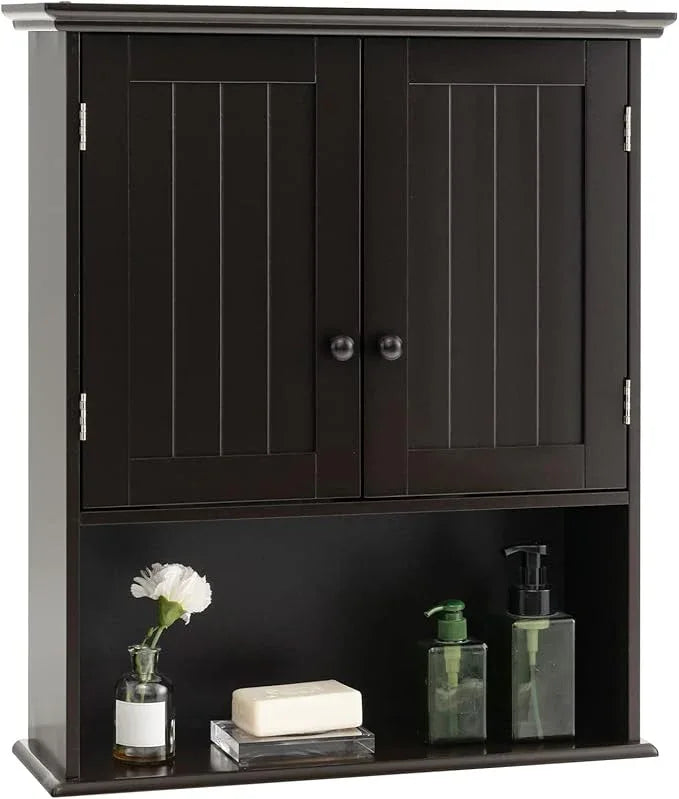 Giantex Medicine Cabinets, Wall Mounted Bathroom Cabinet with Adjustable Shelf, 2-Door, Bathroom Storage Cabinet Over The Toilet, Living Room, Kitchen, Laundry Room, Cupboard (Espresso) - ModernBath
