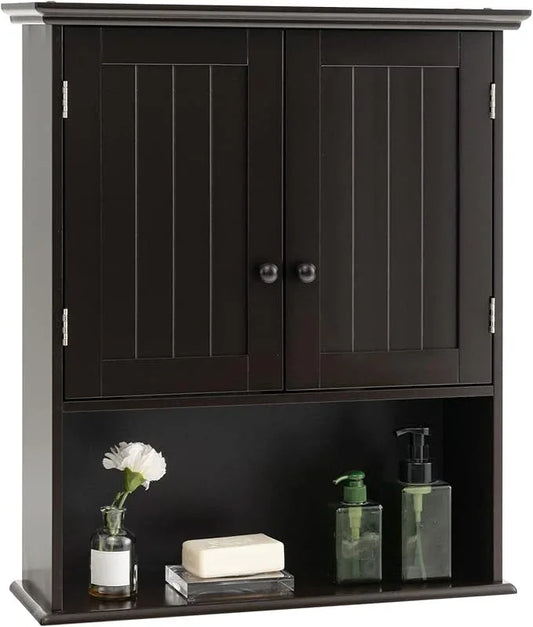 Giantex Medicine Cabinets, Wall Mounted Bathroom Cabinet with Adjustable Shelf, 2-Door, Bathroom Storage Cabinet Over The Toilet, Living Room, Kitchen, Laundry Room, Cupboard (Espresso) - ModernBath