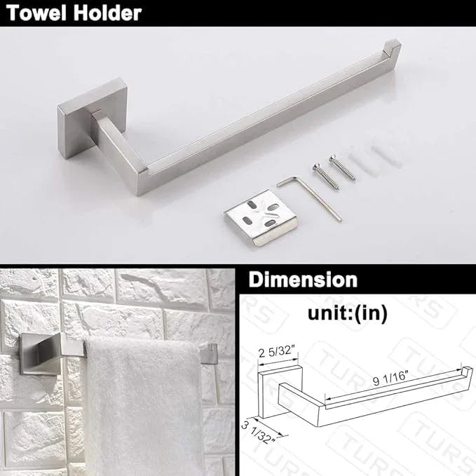 TURS 4 Pieces Bathroom Hardware Accessories Set Brushed Towel Holder Set,Wall Mounted,Premium Stainless Steel.Q7BRP4-40CM - ModernBath