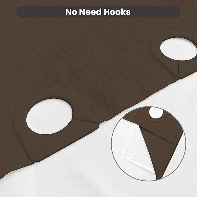 Inhousolu No Hook Waffle Weave Shower Curtain with Removable Snap in Fabric Liner Set for Bathroom, 230 GSM Heavy Duty Weighted Hem, Water Repellent Washable Bath Curtains, 72 x 72 Inch, Brown - ModernBath