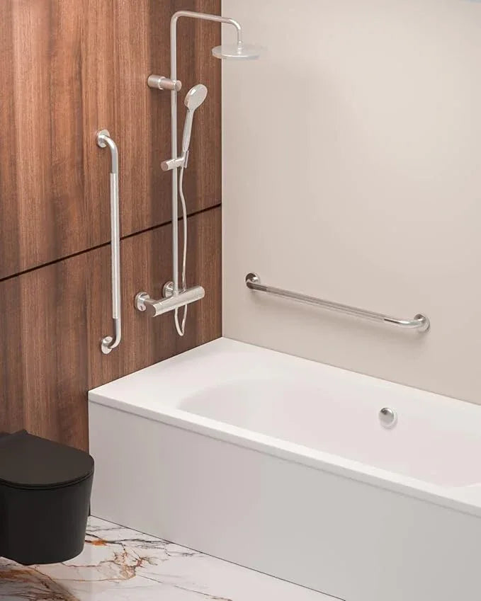 32 Inch Anti Slip Shower Grab Bar, Munzong 2 Pack Stainless Steel Bathroom Grab Bar, Brushed Nickel Knurled Bathroom Balance Bar,Safety Hand Rail Support Handicap Elderly Senior Assist Bath Handle - ModernBath