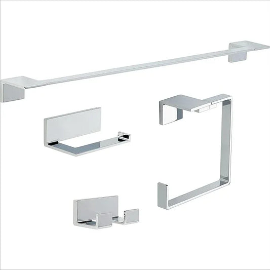 Delta Vero 4-Piece Bath Hardware Set with 24 in. Towel Bar, Toilet Paper Holder, Towel Ring, Towel Hook in Polished Chrome - ModernBath