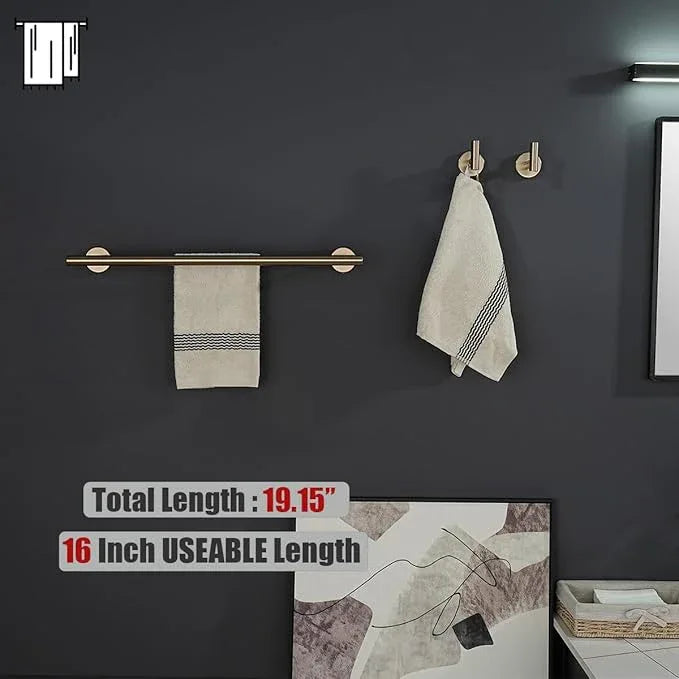 JQK Double Towel Bar Champagne Bronze, 19 Inch 304 Stainless Steel Thicken 0.8mm Towel Rack Bathroom, Towel Holder Wall Mount, Useable Length 16 Inch, TB100L16-CB - ModernBath