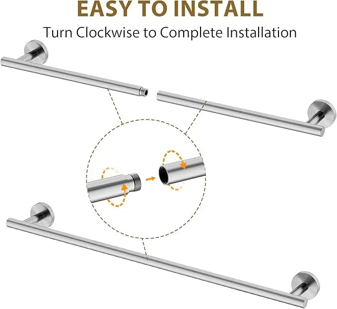 24 Inch Brushed Nickel Towel Bar, Thicken Towel Rack for Bathroom Wall Mounted, SUS304 Stainless Steel Towel Rod, Modern Home Decor (Total Length 26 Inch) - ModernBath