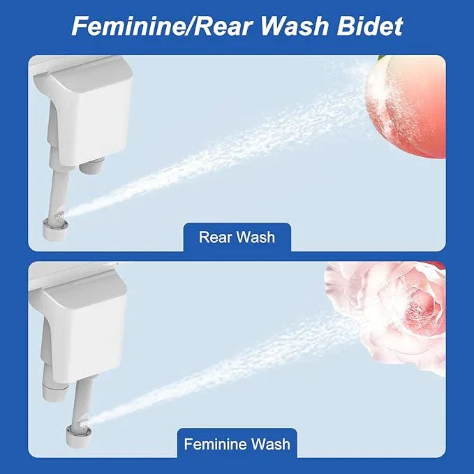 Bidet Attachment For Toilet, Ultra-Slim Dual Nozzle Bidet Toilet Seat, Non-Electric Bidets for Toilets, Adjustable Water Pressure, Feminine/Rear Wash for Women Men (Silver) - ModernBath