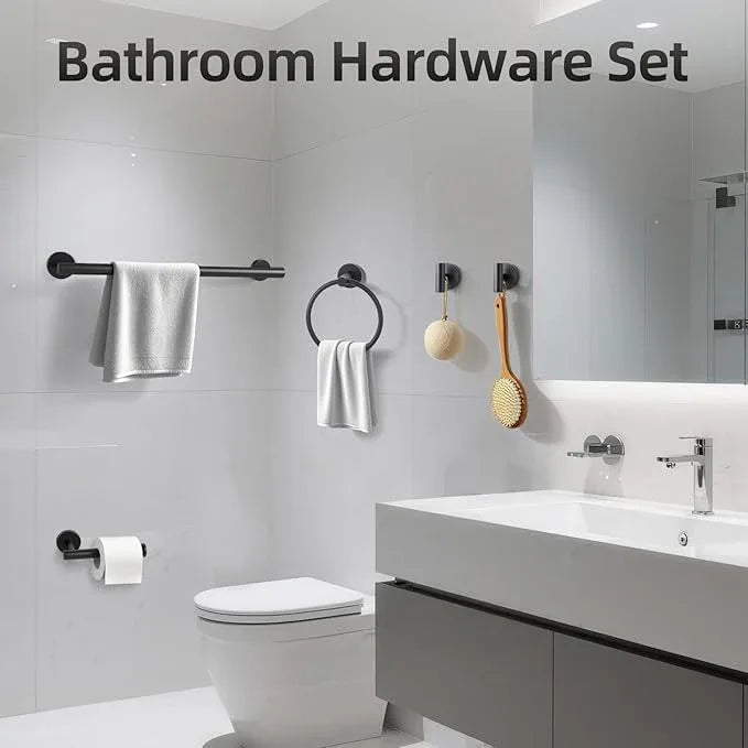 Matte Black Bathroom Hardware Set, Bathroom Towel Holder Bar Set 10 Pieces, SUS304 Stainless Steel Bathroom Towel Rack Set Wall Mounted-16 Inch Towel Bar, Toilet Paper Holder, Towel Hooks, Towel Ring - ModernBath