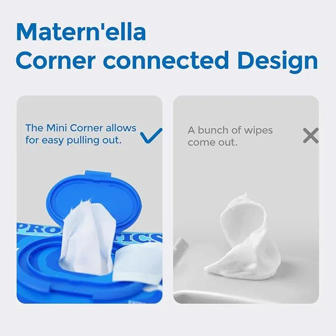 matern'ella Flushable Wipes Extra Large Corner-Connected Wet Wipes Plant Based Fibers With Probiotics Fragrance Free Sewer Safe Butt Wipe Adult 3 Packs of 80 - ModernBath