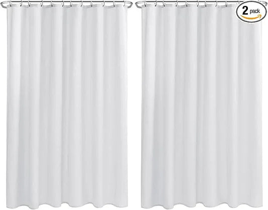 Nasitos Extra Long Fabric Shower Curtain Liners 2 Pack - W72 x H84 - Water Resistant Cloth Shower Curtains with Magnets, Soft Hotel Quality, Machine Washable (White, Magnets Included) - ModernBath