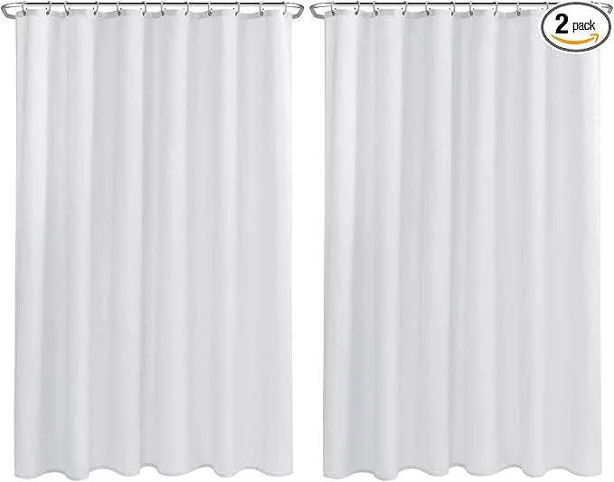 Nasitos Long Fabric Shower Curtain Liners 2 Pack - W72 x H78 - Water Resistant & Lightweight Cloth Shower Curtains for Bath Tub, Soft Hotel Quality, Machine Washable (White, 4 Magnets Included) - ModernBath