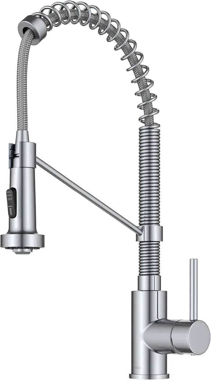 KRAUS Bolden Commercial Style 2-Function Single Handle Pull Down Kitchen Faucet in Chrome, KPF-1610CH (Pack of 1) - ModernBath