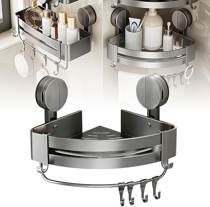 Suction Cup Shower Caddy, Shower Suction Shelf, Assembles without tools, Corner Shower Caddy for Shower Gel Shampoo Storage, Rustproof Stainless shower Organizer Corner for Bathroom (1PCS) - ModernBath