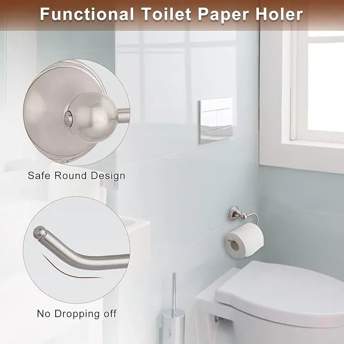 FILTA Brushed Nickel Bathroom Hardware Set - 4 Piece Towel Holder Set with 18 or 24 Inch Towel Bar - ModernBath