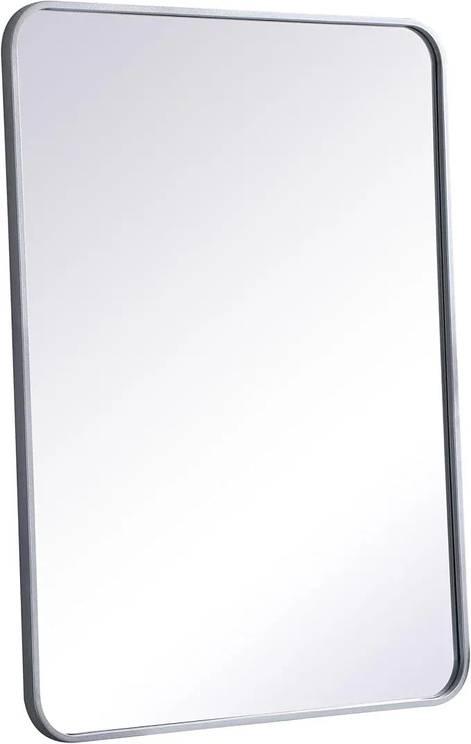 ARS Concepts Aura, Soft Corner Metal Rectangular Mirror 27X36 Inch in, Modern, Silver - ModernBath