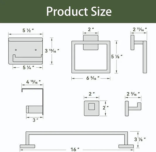 Bubxo 5-Pieces Matte Black Bathroom Hardware Set, 16 Inch Bathroom Towel Bar Set, SUS304 Stainless Steel Bathroom Hardware Accessories Set, Towel Racks for Bathroom Wall Mounted - ModernBath