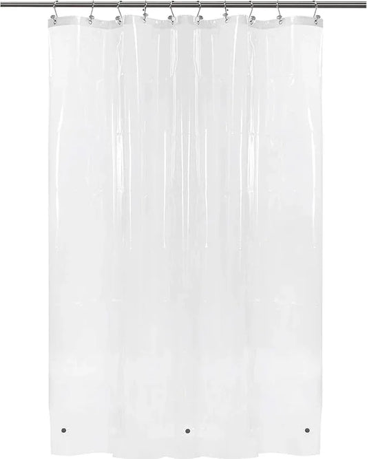 BAROSSA Design 54 inch Wide Stall Shower Curtain Liner with 3 Magnets - PEVA, Waterproof, PVC Free, Metal Grommets, Clear, 54x72 - ModernBath