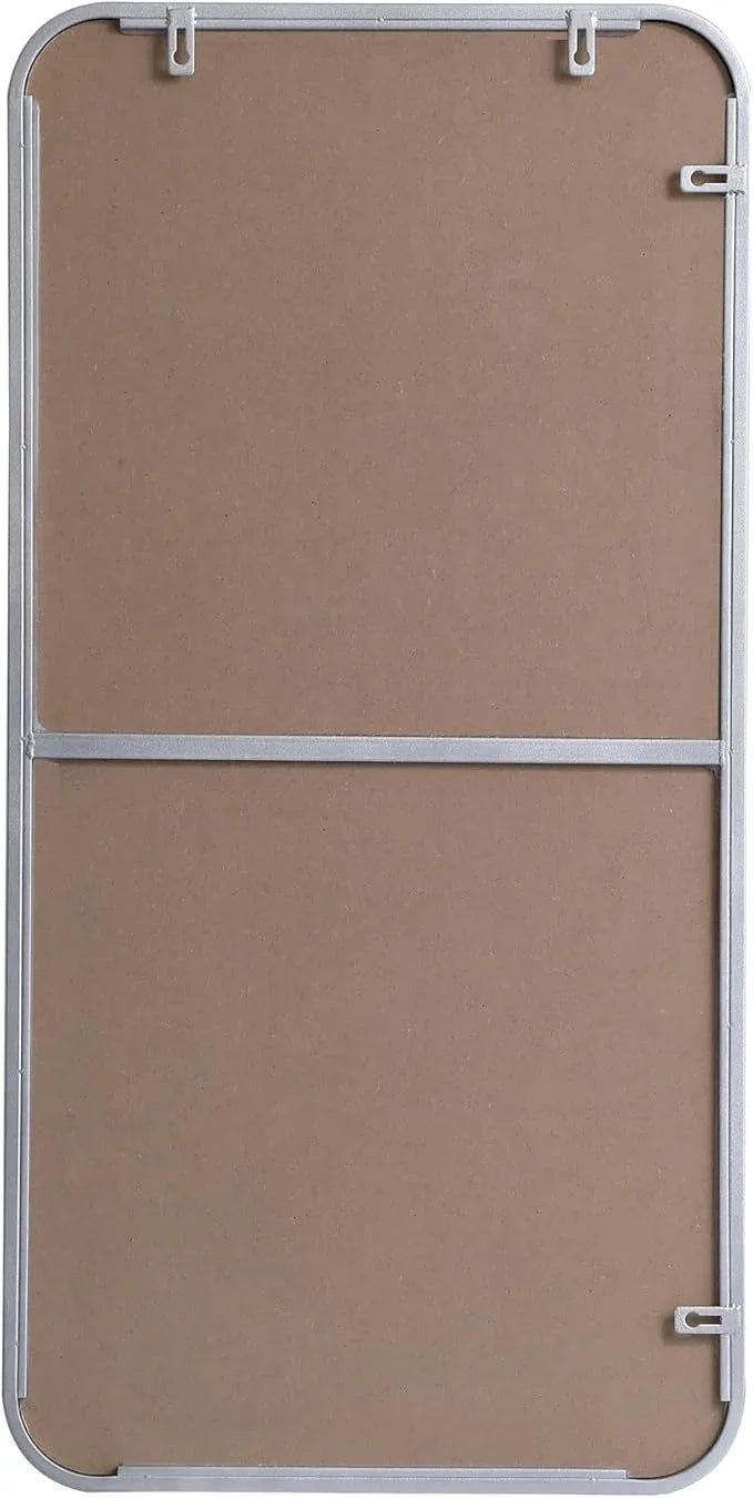 ARS Concepts Aura, Soft Corner Metal Rectangular Mirror 18X36 Inch in, Modern, Silver - ModernBath
