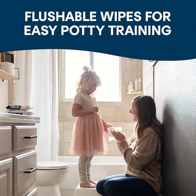 Cottonelle Fragrance Free Flushable Wet Wipes, Adult Wet Wipes, 2 Flip-Top Packs, 42 Wipes Per Pack - ModernBath
