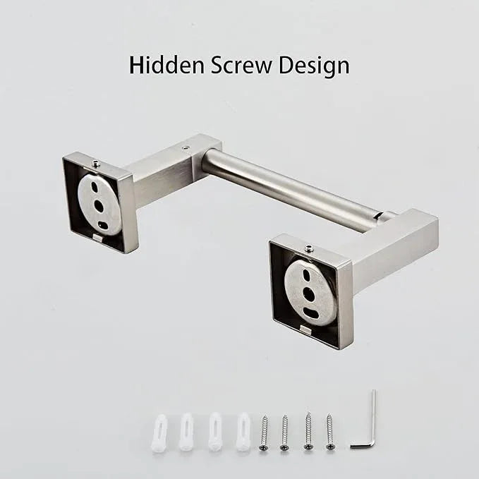 Toilet Paper Holder Wall Mount, Brushed Nickel Bathroom Toilet Paper Holder for SUS 304 Stainless Steel, Double Post Pivoting Square Toilet Paper Roll Holder for Bathroom RV Paper Towels for TP - ModernBath