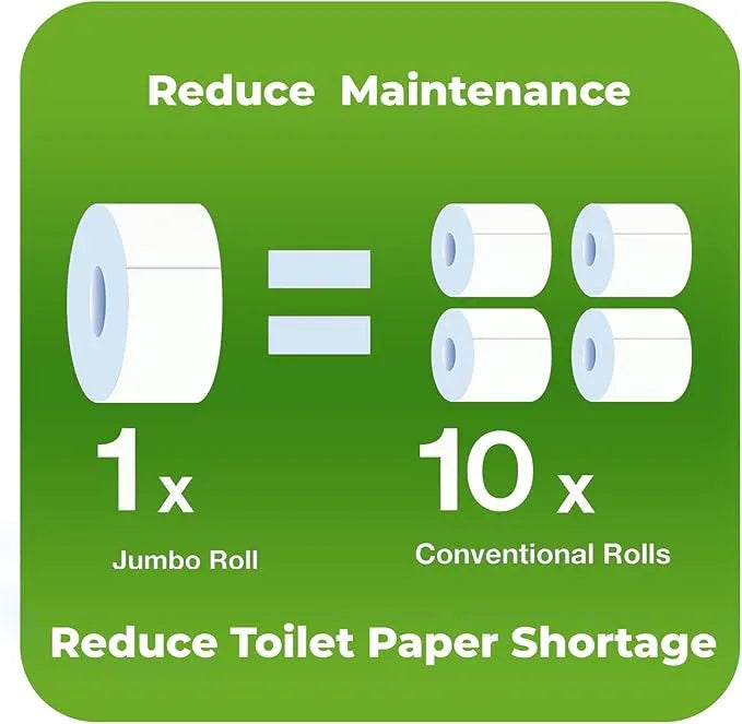 Commercial toilet paper - Jumbo toilet paper rolls -6,000 FT Industrial 2-Ply 9” Bulk Large Roll for Standard Jumbo Dispenser -100% Recycled Fibers-Soft and Absorbent Bathroom Tissue -6 Roll Case Pack - ModernBath