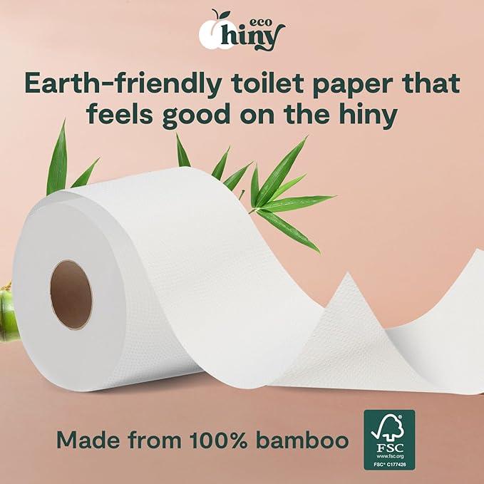 ecoHiny Premium & Soft Bamboo Toilet Paper | PFAS Free | 36 Mega Rolls, 3 ply & 350 Sheets | Non Toxic, FSC Certified, Septic Safe, BPA Free | Tree Free Toilet Tissue | Plastic Free Packaging - ModernBath