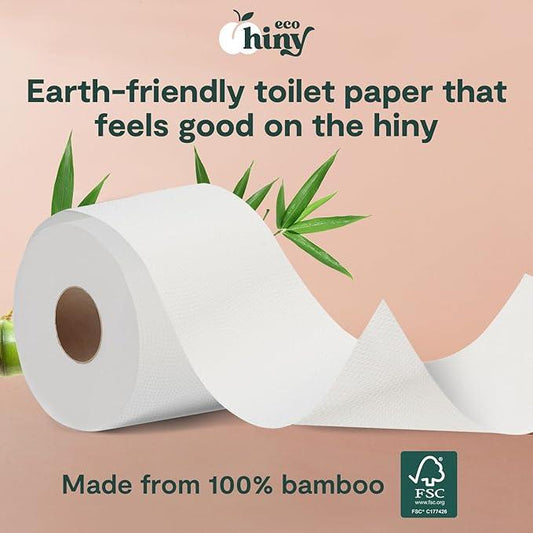 ecoHiny Premium & Soft Bamboo Toilet Paper | PFAS Free | 24 Mega Rolls, 3 ply & 350 Sheets | Non Toxic, FSC Certified, Septic Safe, BPA Free | Tree Free Toilet Tissue | Plastic Free Packaging - ModernBath