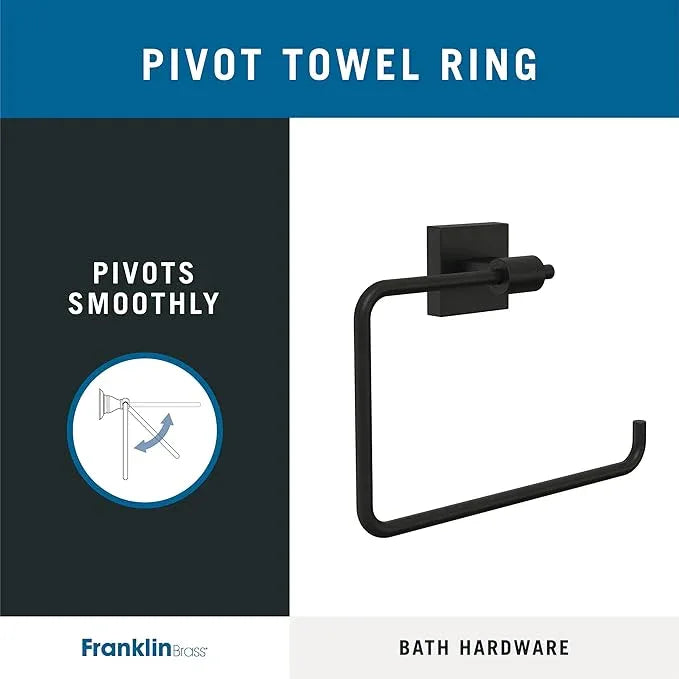 Franklin Brass Maxted (1-Pack) Hand Towel Holder Matte Black Towel Racks for Bathroom Wall Square Towel Ring Holder for Bath Towel Hanger for Kitchen, Bathroom Accessories MAX46-FB - ModernBath