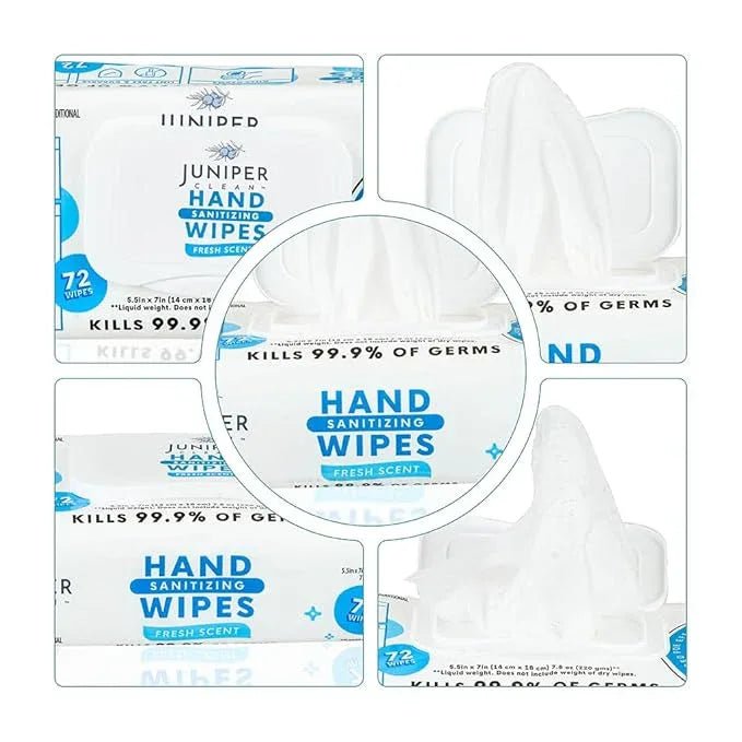 Juniper CLEAN, 24 Pack Hand Sanitizing Wipes, 1728 Count Disposable Hand Sanitizer Wipes, Fresh Scent, Lint Free & Durable - ModernBath