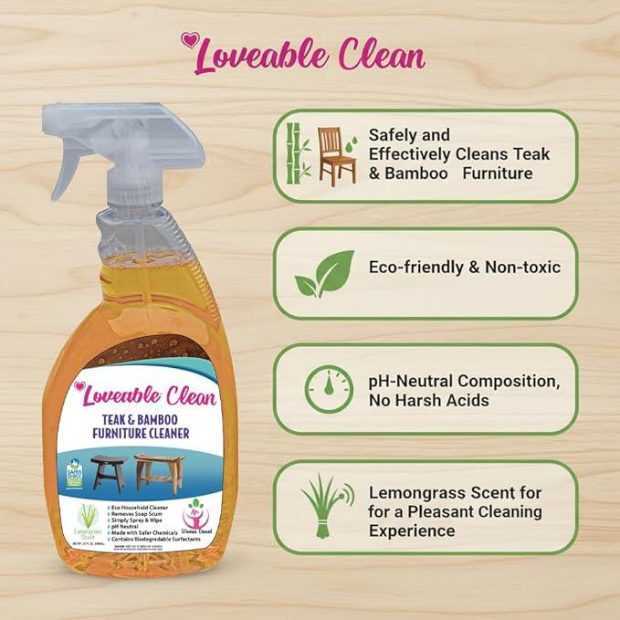 EcoDecors Fully Assembled SnazzyCorner® 18" Teak Shower Bench, Corner Shower Stool, w Shelf, Plus Loveable Teak Oil Spray Bottle 24 oz, Loveable Teak Cleaner 32 oz, Space Saver Corner be - ModernBath