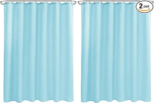 Nasitos Fabric Shower Curtain Liners 2 Pack - W72 x H72 - Washable & Water Resistant Cloth Lightweight Shower Liner for Bathroom, Soft Hotel Quality, Standard Size (Blue, 4 Magnets Included) - ModernBath