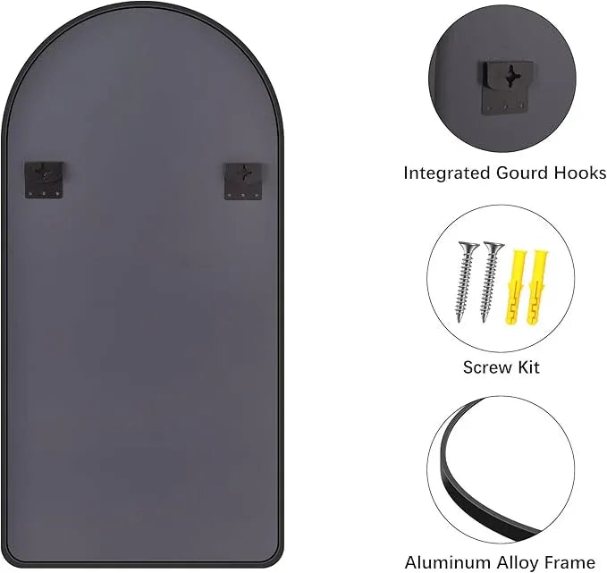 FORBATH Large Arched Wall Mirror 60x30 Inch, Black Arched Full Length Mirror with Aluminum Frame for Bedroom, Fireplace,Entryway,Living Room,Home Decor,Hanging or Leaning Against Wall - ModernBath