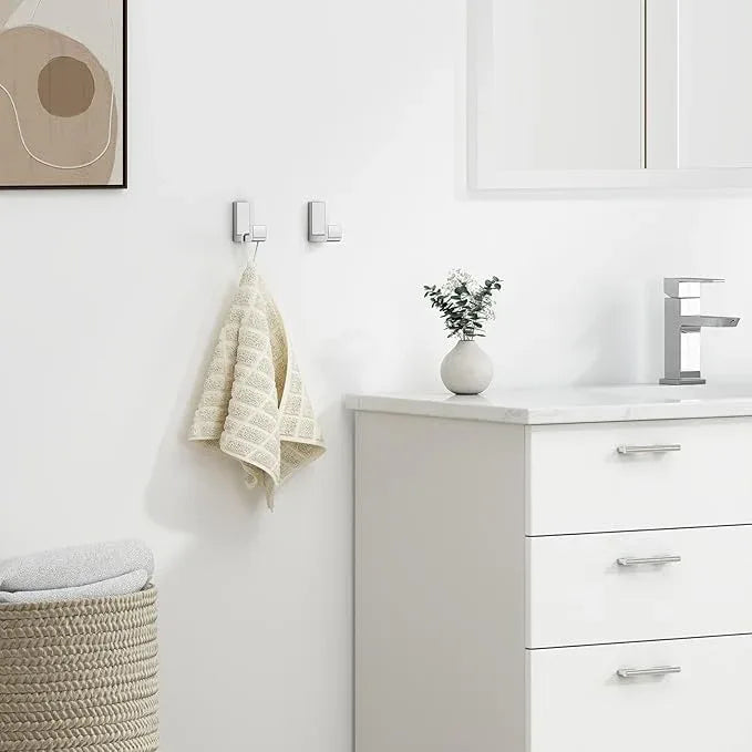 Angle Simple Towel Hooks, SUS 304 Stainless Steel Robe Coat Hooks for Bathroom Wall, Polished Chrome, 2 Pack - ModernBath