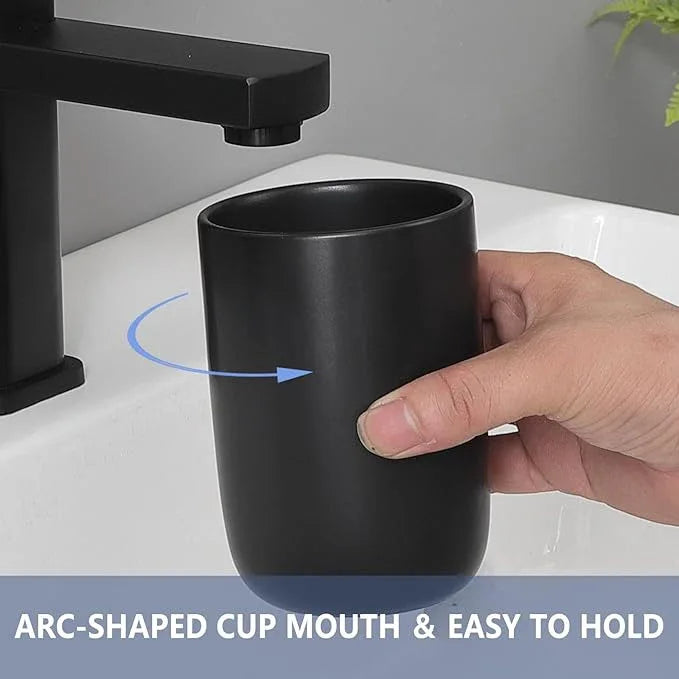 Matte Black Toothbrush Holders for Bathrooms - 1 Cups Ceramic Toothbrush Toothpaste Holders, Black Bathroom Tumbler Cup Reusable Toothbrush Cup Black Mouthwash Cup, Bathroom Counter Organizer - ModernBath
