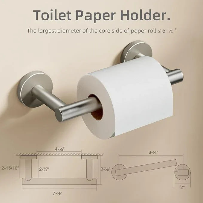 Toilet Paper Holder Wall Mount, Brushed Nickel Double Post Pivoting Toilet Paper Roll Holder for Bathroom, Commercial Toilet Tissue Dispensers, Stainless Steel - ModernBath