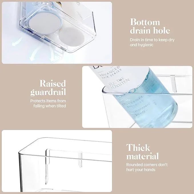 2 Pack Clear Shower Shelf, Adhesive Bathroom Shower Shelves, Wall Mounted Bathroom Shower Organizer, No Drill Shower Shelves with Self Adhesive Tape, Transparent - ModernBath