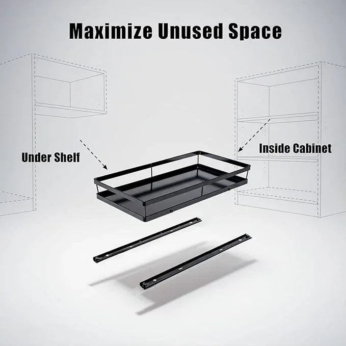 Under Sink Organizer, Ball-Bearing, Under Kitchen Sink Organizer, Under Cabinet Organizer, No-Drill Adhesive, Under Sink Storage (Glossy Black, 1-Pack) - ModernBath