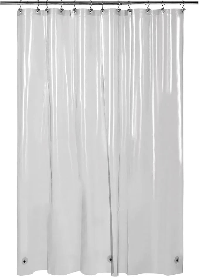 Barossa Design Extra Long Clear Black Shower Curtain Liner with 3 Magnets - 72" x 84" XL, Waterproof PEVA Lightweight Shower Liner for Bathroom, PVC Free, Metal Grommets - Clear Black, 72x84 - ModernBath