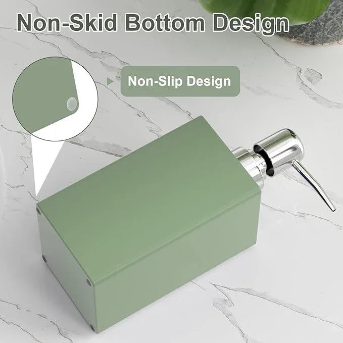 Sage Green Bathroom Accessories Set Resin 6PCS, Square Toothbrush Holders Set Complete with Soap Dispenser, Vanity Tray, Tumbler, Cups and Cotton Swab Jars for Counter, Sink or Small Spaces - ModernBath
