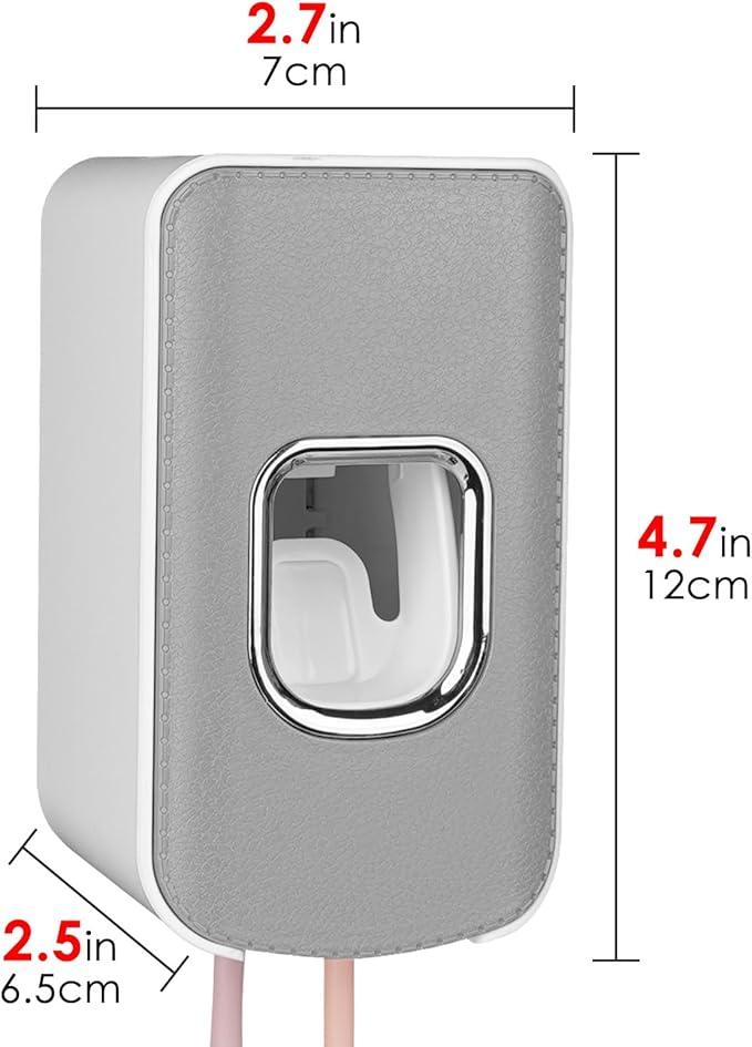 2 Slot Plastic Toothbrush Holder and Toothpaste Dispenser Wall Mounted, Automatic Toothpaste Squeezer, 2 in 1 Tooth Brush Toothpaste Organizer for Shower (Grey) - ModernBath