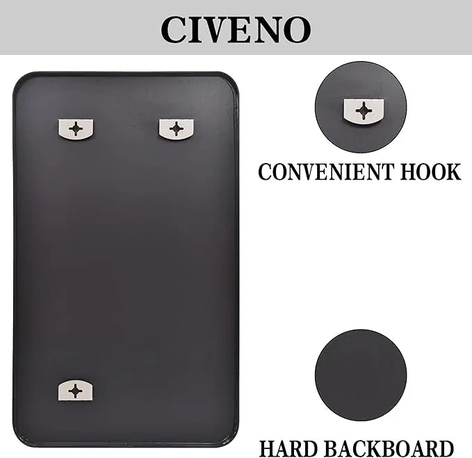 CIVENO Bathroom Mirror, 30"x55" Black Rectangle Wall Mirror, Metal Frame Rounded Corner Vanity Mirror, Large Wall Mounted Mirror for Modern Bedroom Living Room Horizontal Or Vertical Mounting - ModernBath