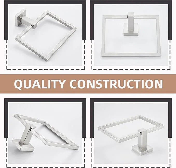 Hand Towel Ring Swivel Brushed Nickel, Angle Simple SUS 304 Stainless Steel Square Towel Holder for Bathroom Wall, 7.09 Inches - ModernBath