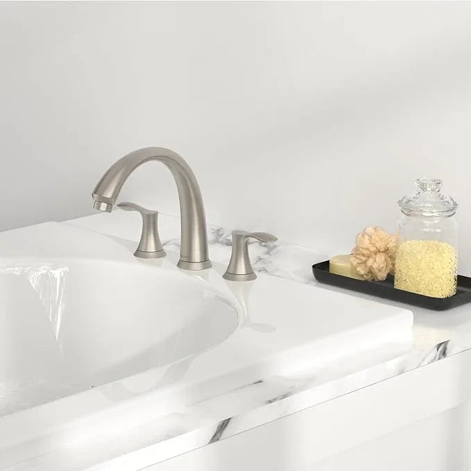 8 inch Widespread Roman Tub Faucet, Lava Odoro Brushed Nickel Tub Faucet with Valve, Solid Brass High Flow 3 Hole Tub Filler, 2 Handle Faucets for Soaking Tub TF405-BN - ModernBath