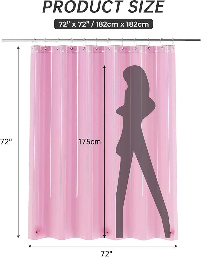 AmazerBath Shower Curtain Liner, 72x72 Transparent Hot Pink Shower Liner, Lightweight Plastic Shower Curtain Liners, Cute Waterproof Shower Liner for Bathroom with 3 Magnets & 12 Grommet Holes - ModernBath