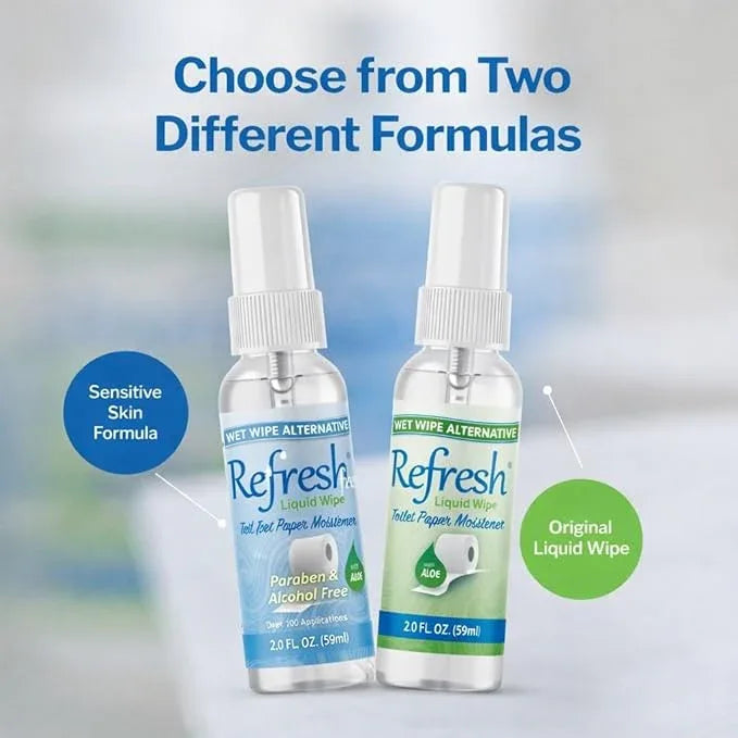 Refresh Liquid Wipe Free - Toilet Paper Spray - Flushable Wet Wipe Alternative for Sensitive Skin with Aloe & Witch Hazel – Eco-Friendly & Septic Safe, 2 oz (3 Pack) - ModernBath