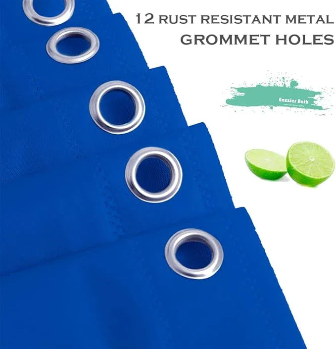 Eazzier Bath Royal Blue Plastic Shower Curtain Or Liner, 72x72 Inch Lightweight Blue Lolite Plastic Bathroom Shower Showroom Inner Curtain with Rustproof Metal Grommet Holes and Weighted Magnets - ModernBath