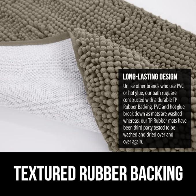 GORILLA GRIP Bathroom Rug Sets, Soft Chenille 2 Piece Area Rugs Set, Toilet Base Mat and 30x20 Carpet, Absorbent Microfiber Washable Mats Dry Quickly, Home Décor and Bath Room Accessories, Latte - ModernBath