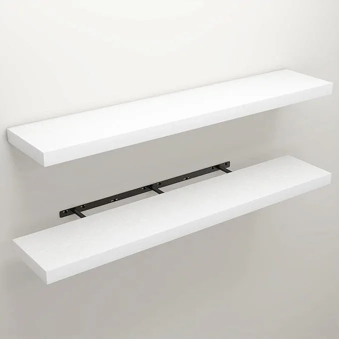 Floating Shelves for Wall, Wall Mounted Rustic Wood Shelves for Bathroom, Bedroom, Living Room, Kitchen, Hanging Shelf for Books/Storage/Room Decor (White, 48") - ModernBath