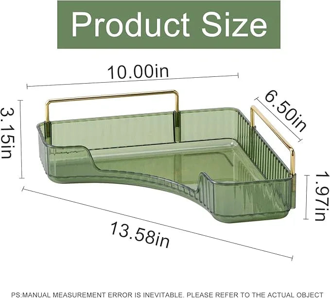 INVSSENE Corner Bathroom Countertop Organizer, Vanity Organizer Trays for Counter, Makeup Organizers, Perfume Tray, Skincare Shelf Storage Gifts for Women Girl Student (Green, 1 Tier) - ModernBath