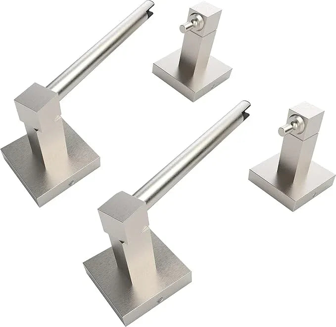 Ruacq Toilet Paper Holder Brushed Nickel 2 Pack Double Post Pivoting Square Tissue Holders Roll Holder Hangers Toilet Paper Stand Stainless Steel and Zinc Alloy Modern Wall Mounted - ModernBath