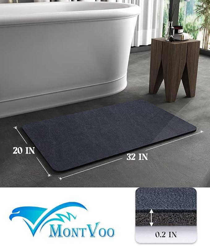 MontVoo -Bath Mat Rug-Rubber Backing Non Slip Quick Dry Absorbent Thin Bathroom Rugs Fit Under Door-Faux Suede Surface Bathroom Floor Mats-Shower Rug for in Front of Bathtub Shower Navy 20"x32" - ModernBath