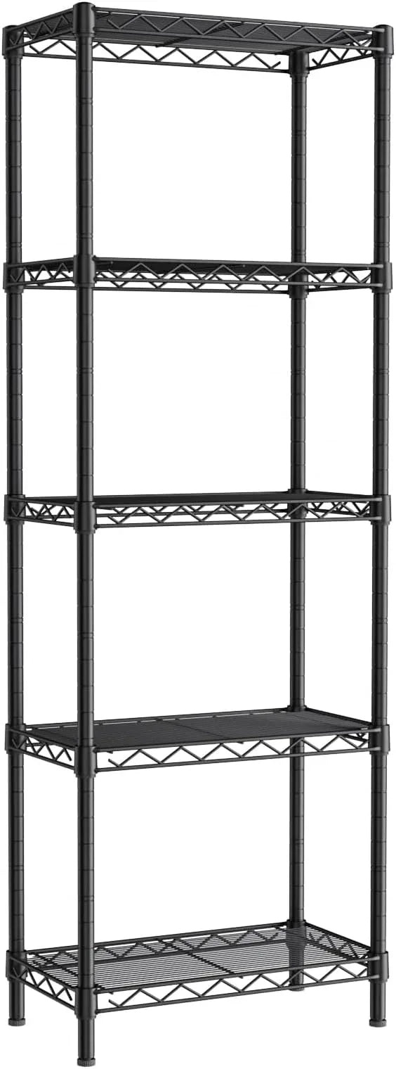 Small 5 tire Shelves Storage Wire Shelving Unit Metal Shelf Adjustable Organizers Storage Shelving for Bathroom Laundry Room Kitchen Pantry10”D x 16”W x 55”H Black - ModernBath